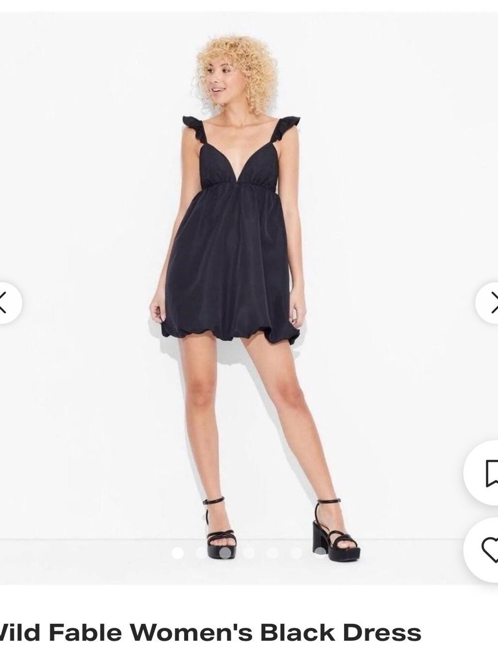 wild fable Black Ruffle Strap Bubble-Hem Mini Dress